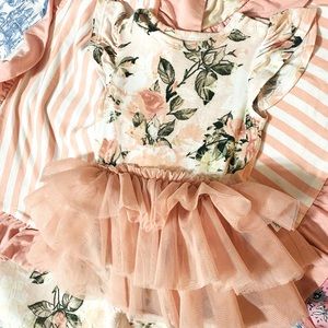 Posh Peanut Vintage Pink SET Luxe,Crib Sheet and Tulle Bodysuit!